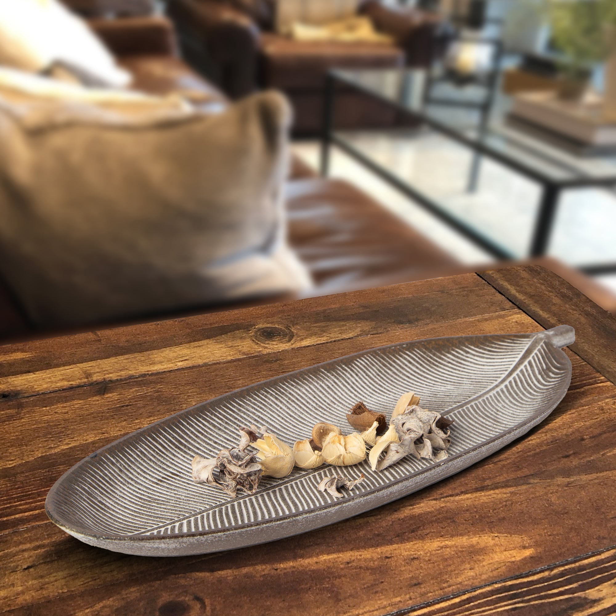 Leaf Design Wood Tray — Elegant Decorative Mdf Tray For Home & Events