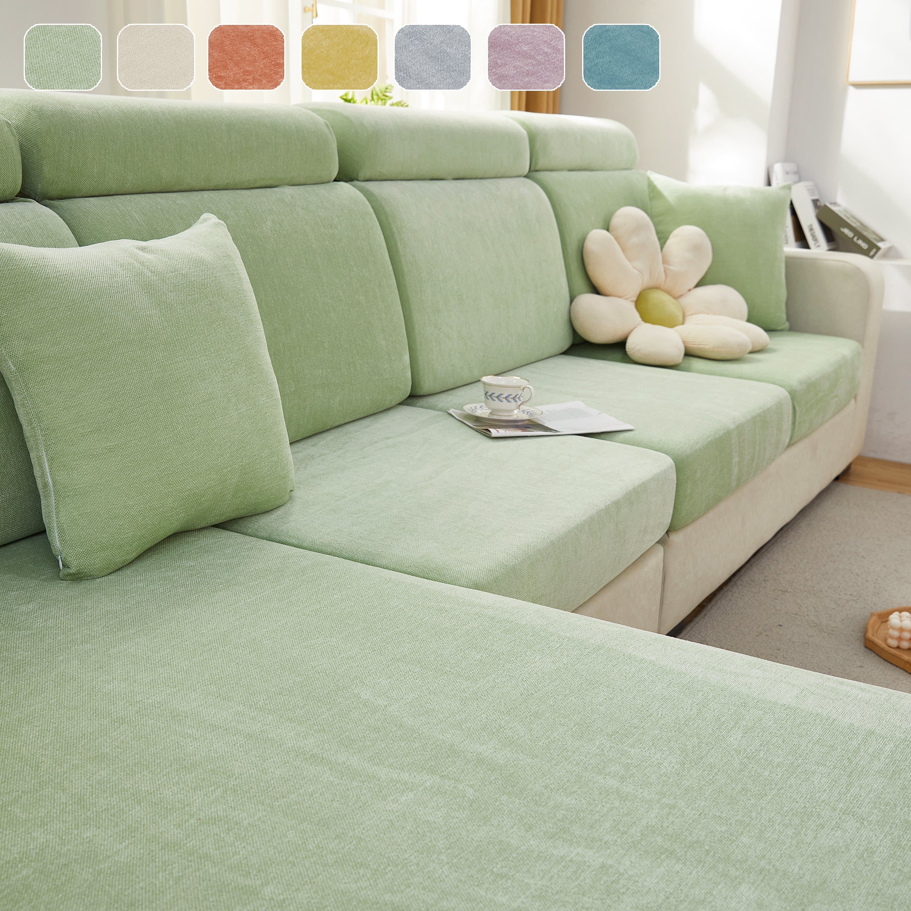 Chenille Cushion Covers For 1/2/3/4 Seater Sofas And L-shaped Couches, Furniture Covers For Pets