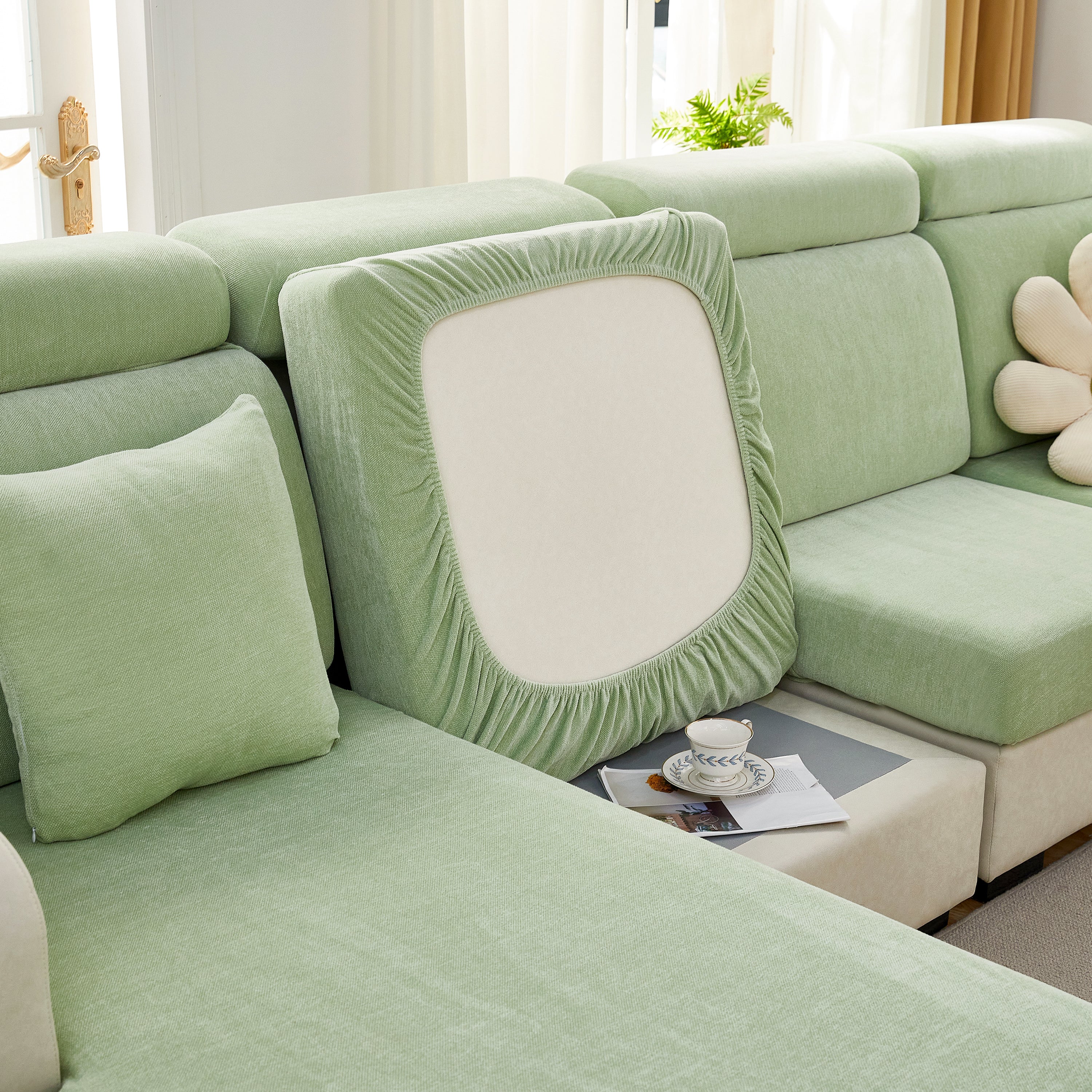 Chenille Cushion Covers For 1/2/3/4 Seater Sofas And L-shaped Couches, Furniture Covers For Pets