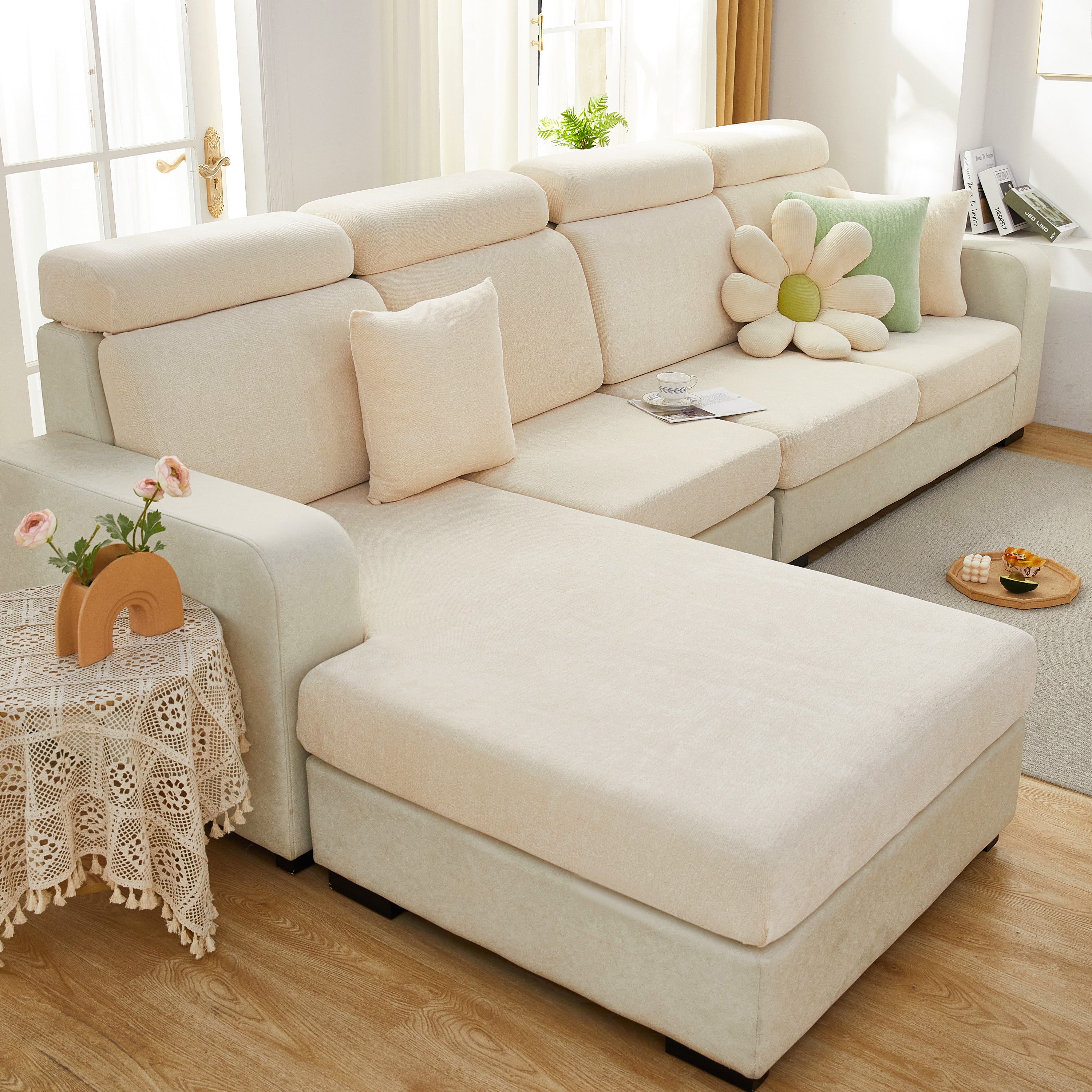Chenille Cushion Covers For 1/2/3/4 Seater Sofas And L-shaped Couches, Furniture Covers For Pets