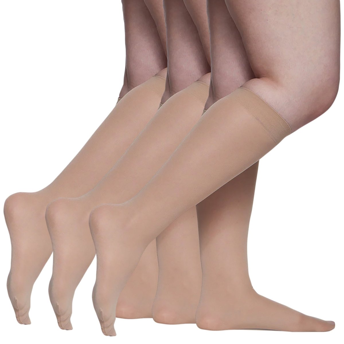 3 Pair Pack Queen Opaque Trouser Knee High With Sandalfoot Toe