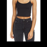BP. Women's Black Knit Organic Cotton Crop Camisole Size Large