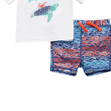 Tucker + Tate Two-Piece Rashguard Swimsuit In Blue Twlight Waves- Ocean Size 9M