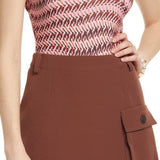 Open Edit High Crewneck Cutout Bodysuit In Pink Peony Wave Geometric Size X-Small