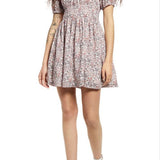 BP. Shirred Puff Sleeve Cotton Prairie Dress Ivory Size L