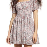BP. Shirred Puff Sleeve Cotton Prairie Dress Ivory Size L