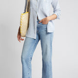 Caslon Plaid Cotton Gauze Shirt, Ivory Pink Teal Stripe, Medium Size
