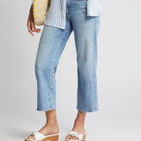 Caslon Plaid Cotton Gauze Shirt, Ivory Pink Teal Stripe, Medium Size