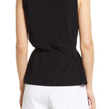Medium Size Halogen Tie Waist Cowl Neck Sleeveless Top in Purple Bloom