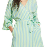 BP. Women's Blue Robbia Simple Stripe Short Robe Size Large
