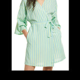 BP. Women's Blue Robbia Simple Stripe Short Robe Size Large