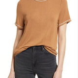 Treasure & Bond Women's Tan Thrush-Ivory Dove T-Shirt Size X-Small