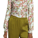 Medium Size Open Edit Ruched Blue-Green Ripple Crop Top