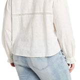 Treasure & Bond Shiffly Tie Neck Eyelet Top In Ivory Size 3X