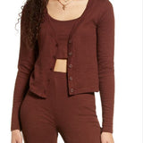 BP. Cotton Blend Cardigan & Tank Set in Brown Chocolate , Size X-Small