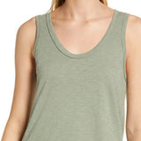 Caslon Tiered Hem Cotton Tank in Green Dune Size XS