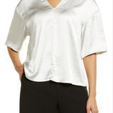 Nordstrom V-Neck Top In Ivory Cloud Size Small