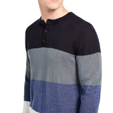 DKNY Men's Colorblocked Henley Sweater Navy Size Small