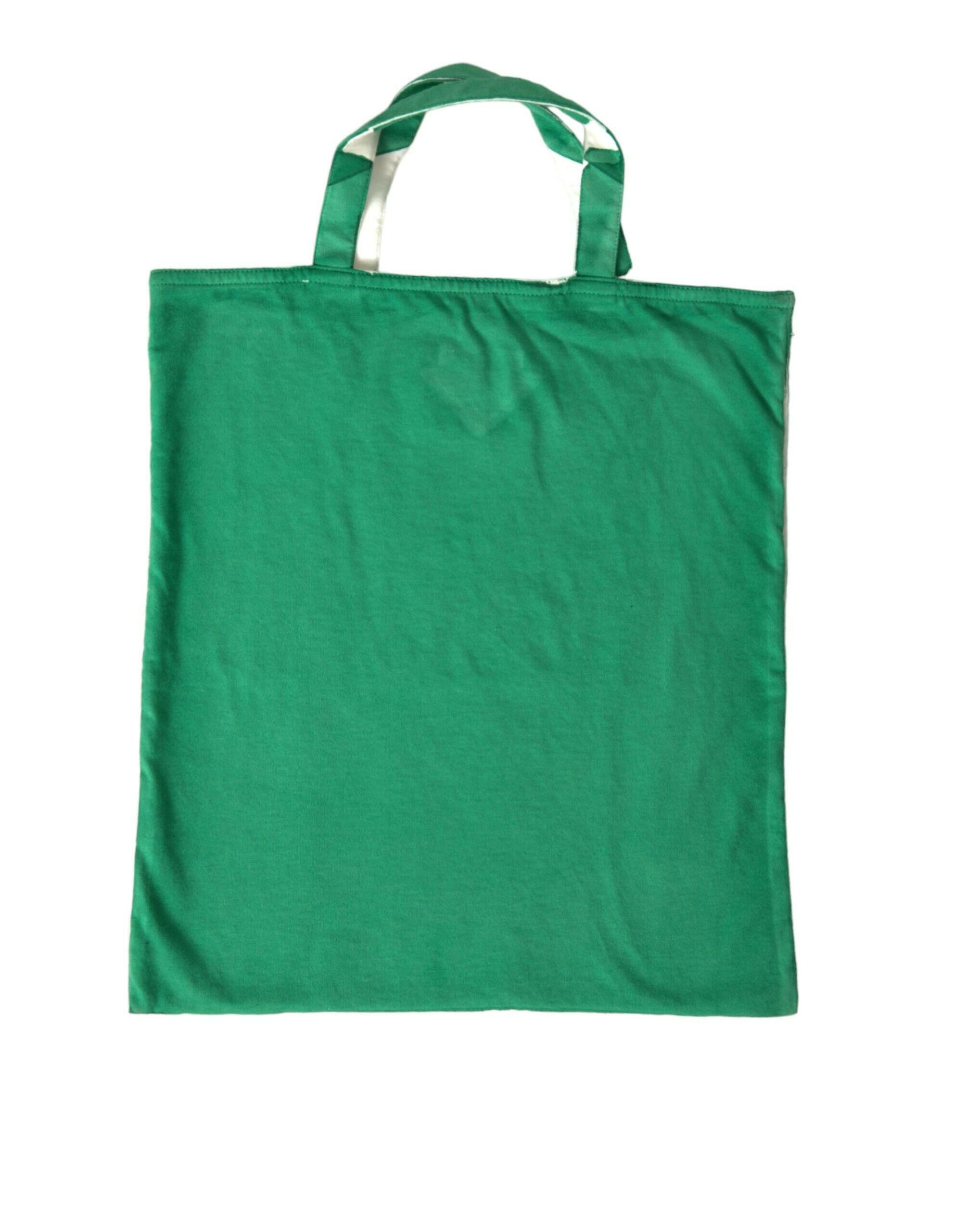 PRADA Green Jersey Fabric Logo Shoulder Shopping Tote Shopping Bag