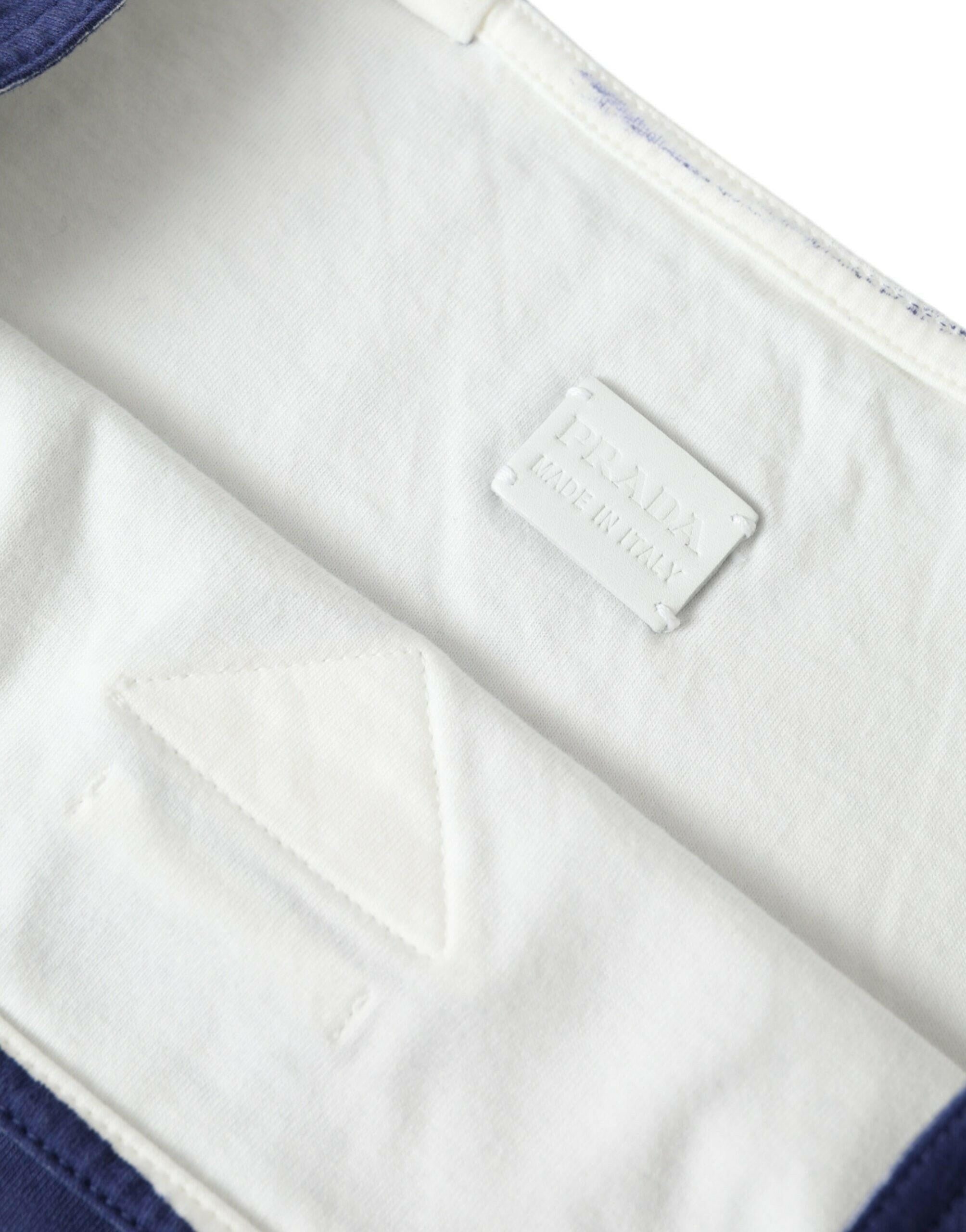 PRADA Blue Jersey Fabric Shoulder Shopping Tote