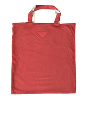PRADA Red Jersey Fabric Logo Shoulder Shopping Tote Bag