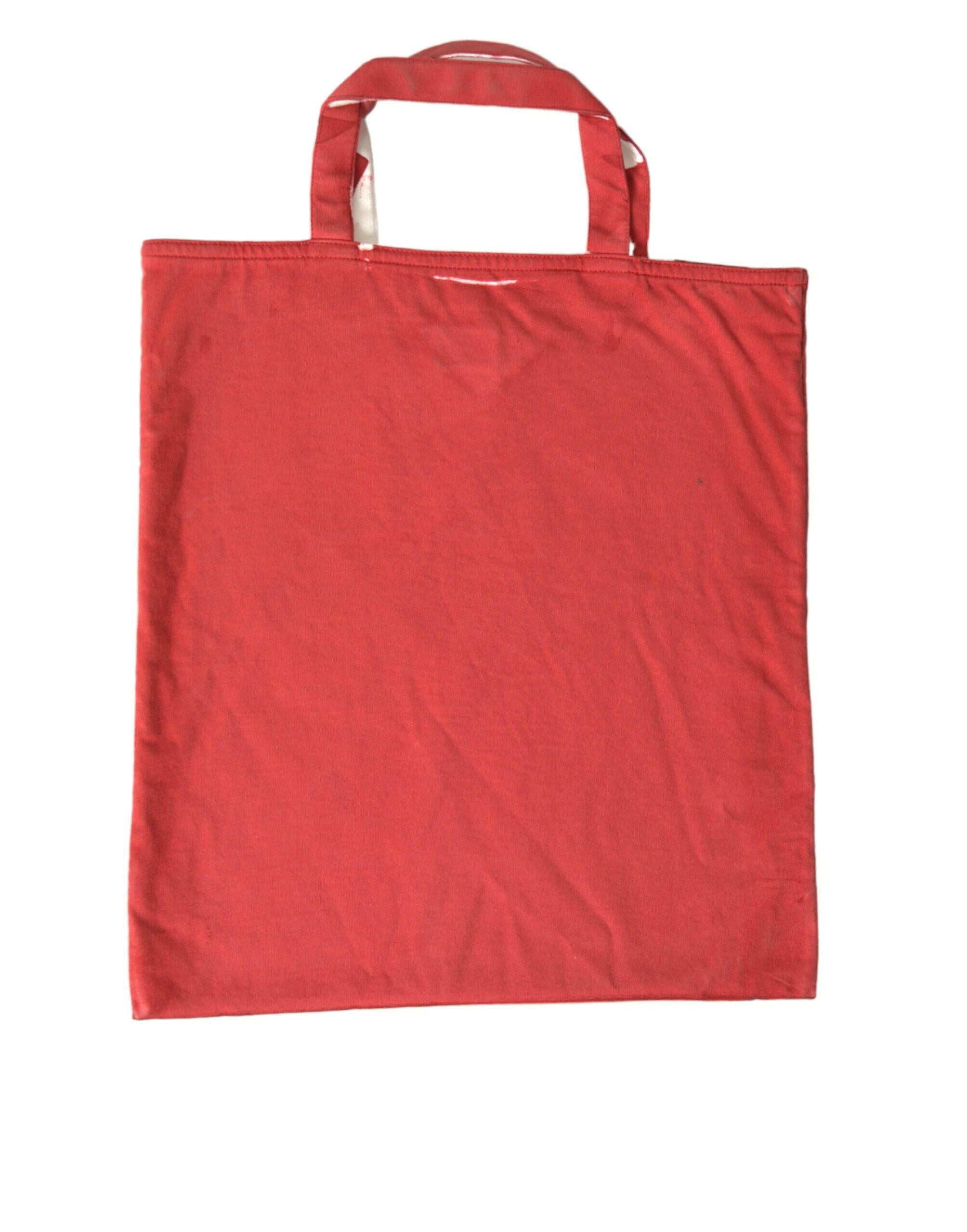 PRADA Red Jersey Fabric Logo Shoulder Shopping Tote Bag