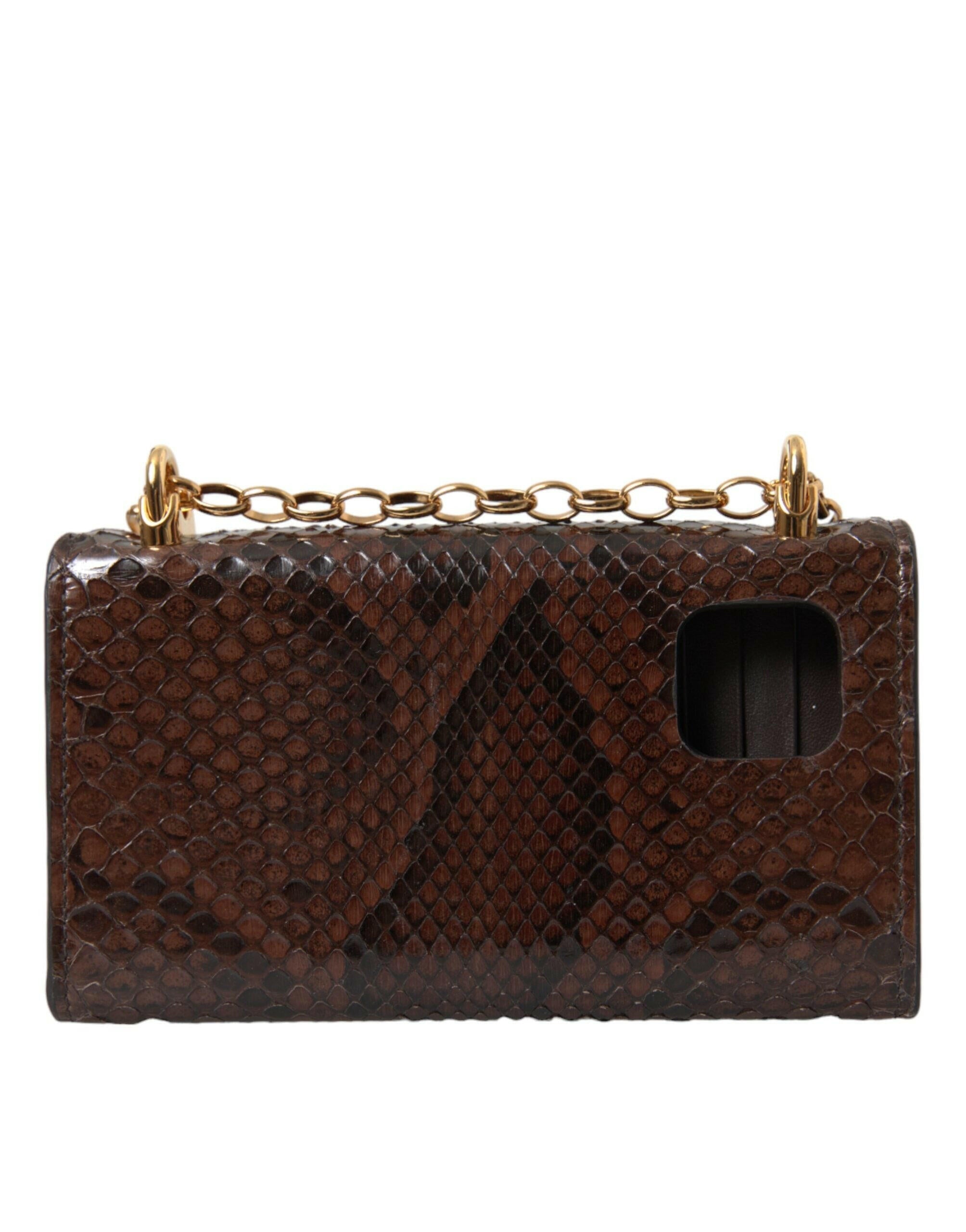 Dolce & Gabbana Brown Python Leather Dg Girls Crossbody Phone Bag