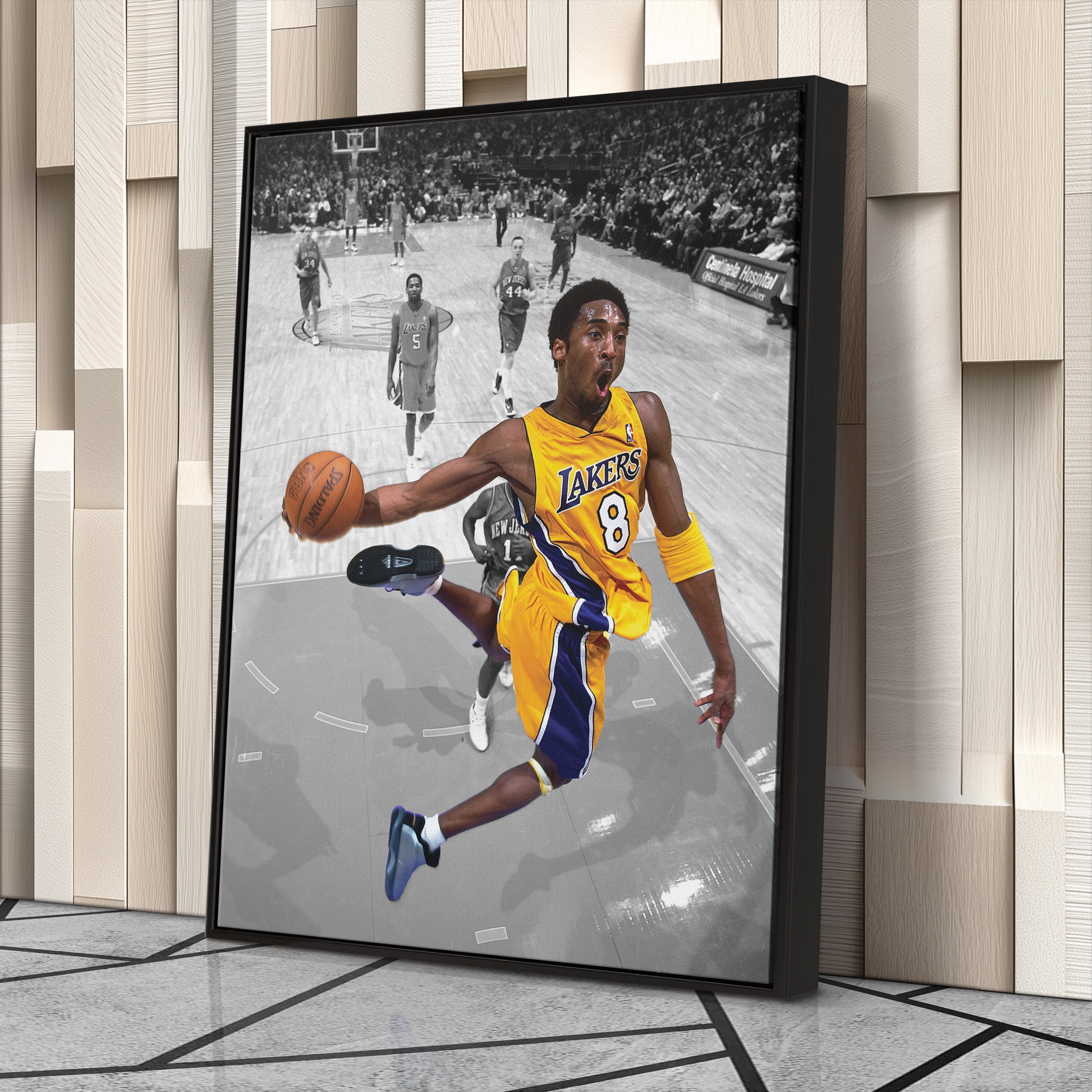 Kobe Bryant Lakers Dunking Canvas Wall Art Decor - Nba Slam Dunk Poster