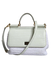 Dolce & Gabbana White Rafia Leather Sicily Crossbody Bag