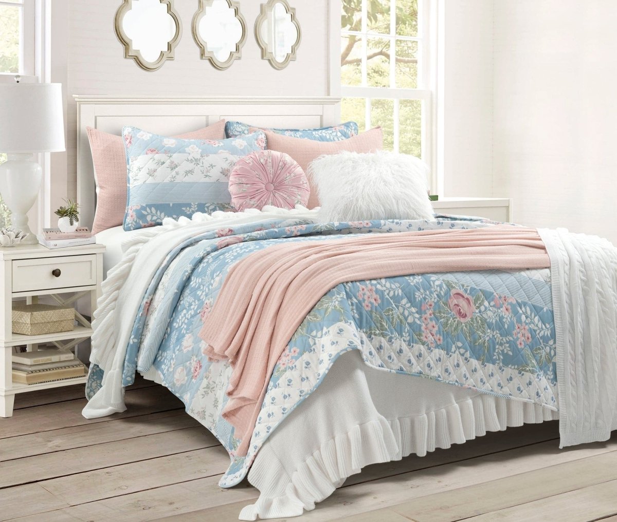Solid Kantha Pick Stitch Yarn Dyed Cotton Woven Quilt/coverlet Set