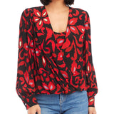Karen Kane Printed Crossover Top Red