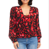 Karen Kane Printed Crossover Top Red