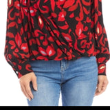 Karen Kane Printed Crossover Top Red