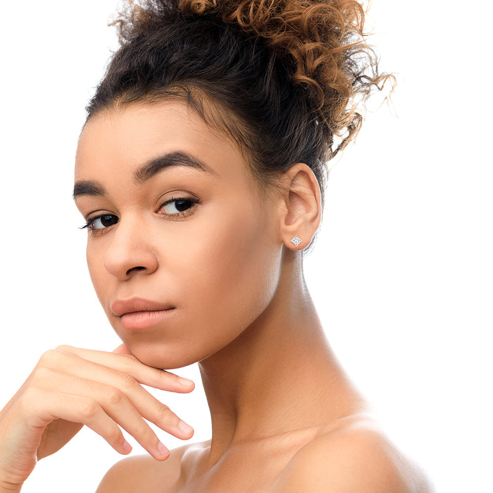 14k Yellow Gold 1/4 Cttw Princess-cut Square Near Colorless Diamond Classic 4-prong Solitaire Stud Earrings (h-i Color, I1-i2 Clarity)