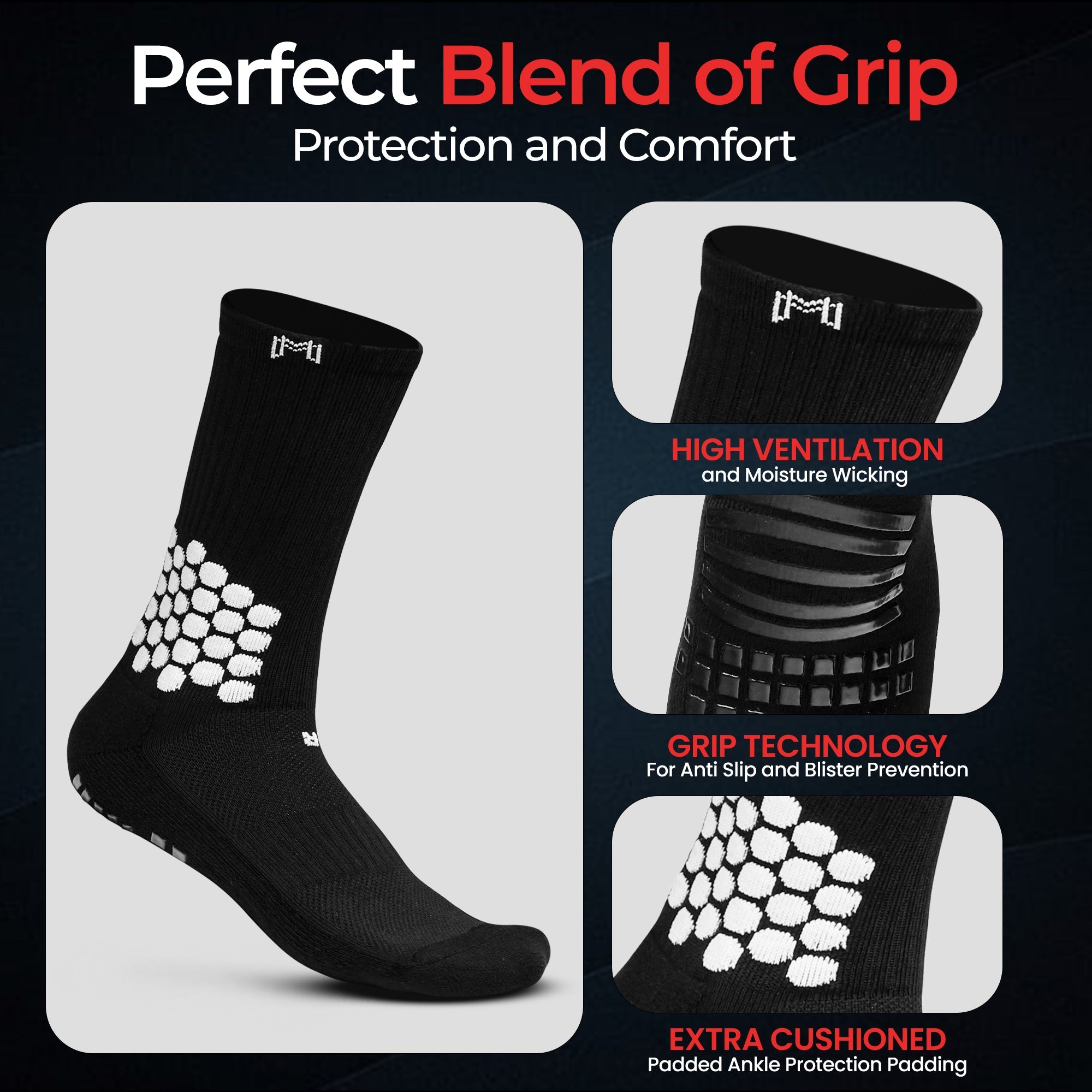 Soccer Grip Socks With Cushioned Ankle Protection