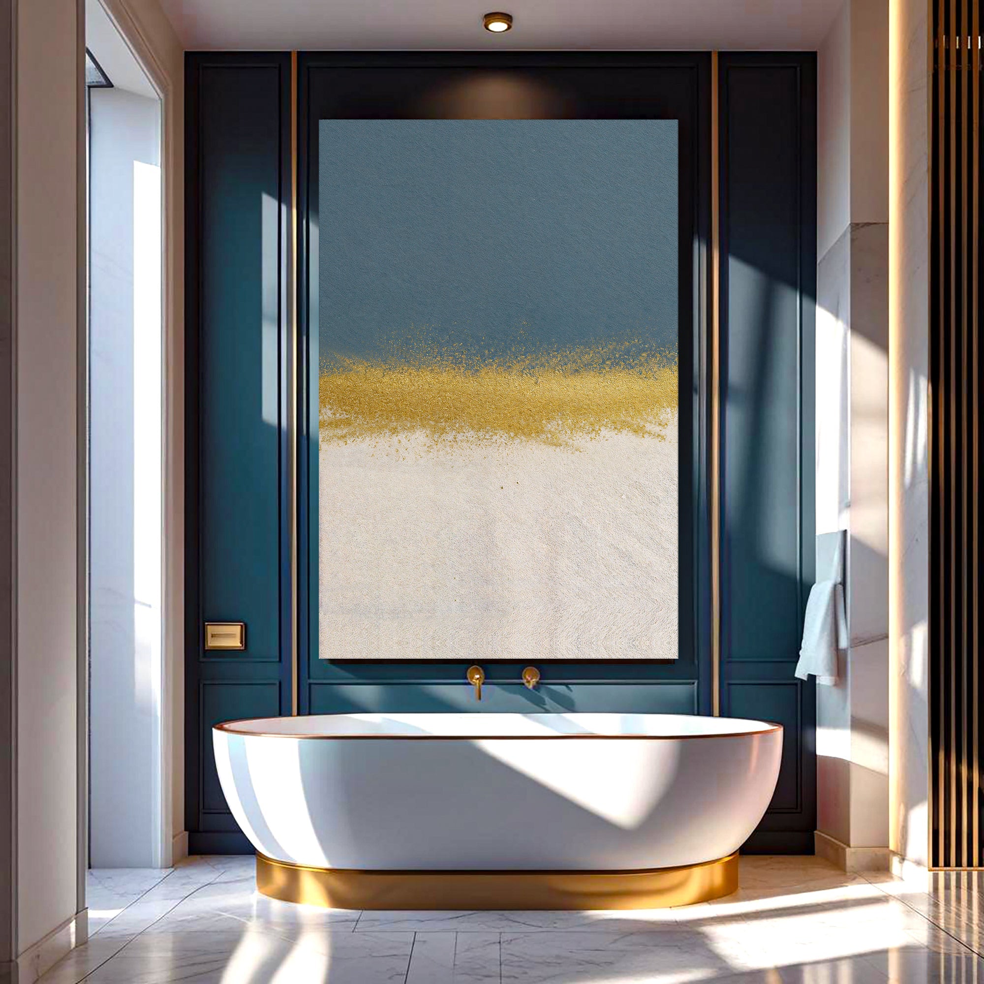 Minimalist Blue And Gold Wall Art
