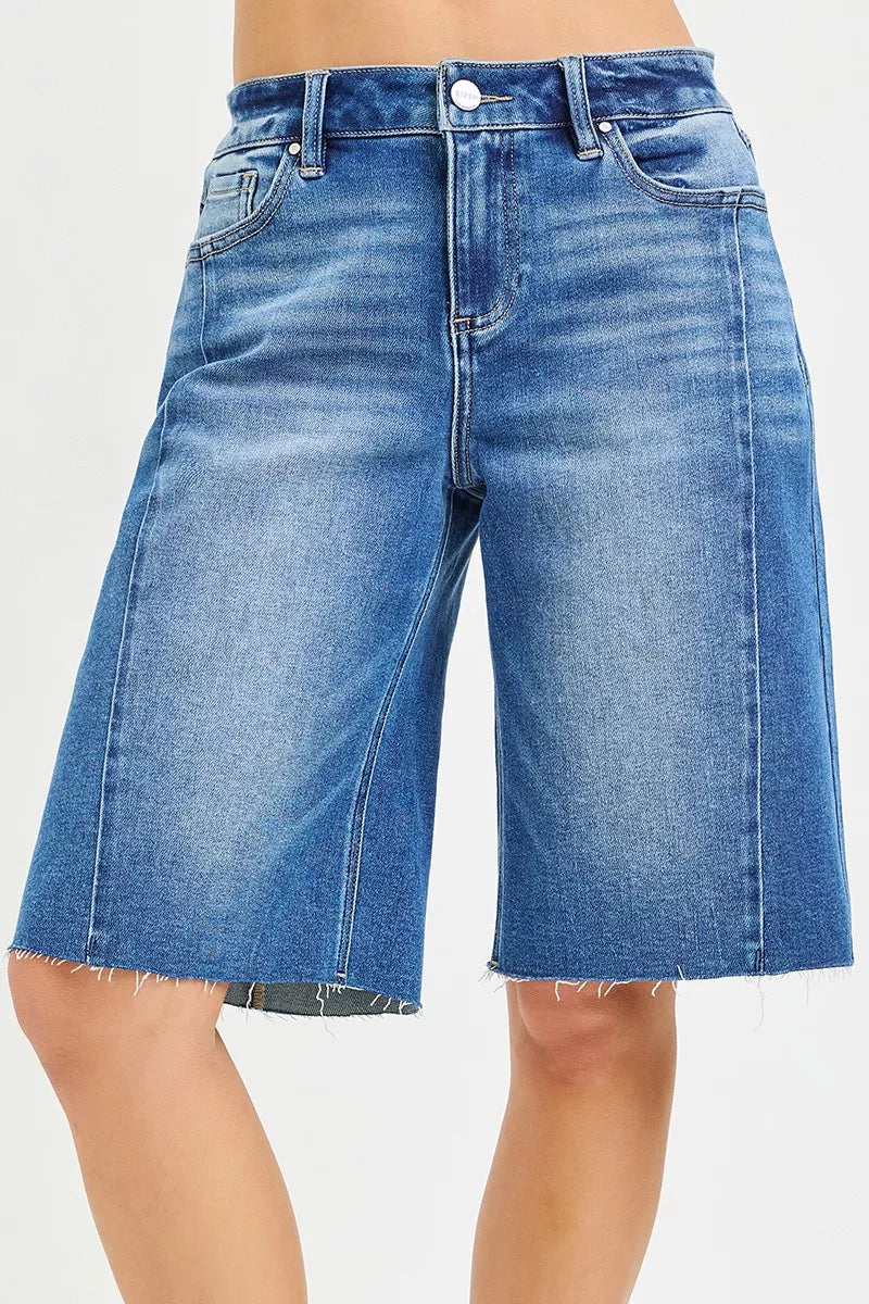 Risen Raw Hem Slouchy Seamed Jorts