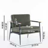 Upholstered Accent Chair with Metal Frame and Tapered Legs