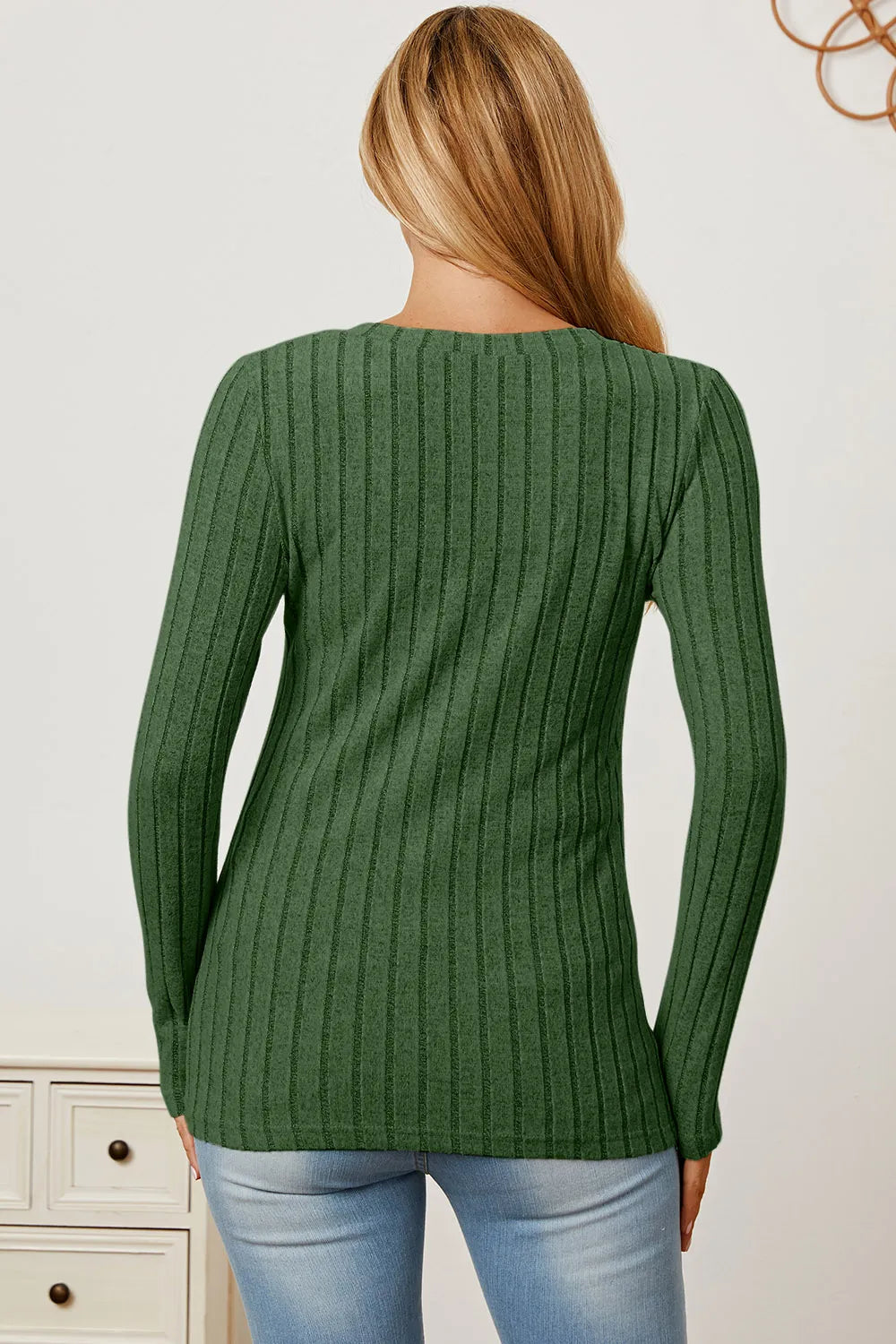 Basic Bae Full Size Ribbed V-neck Long Sleeve Knit Top | Includes Plus Size