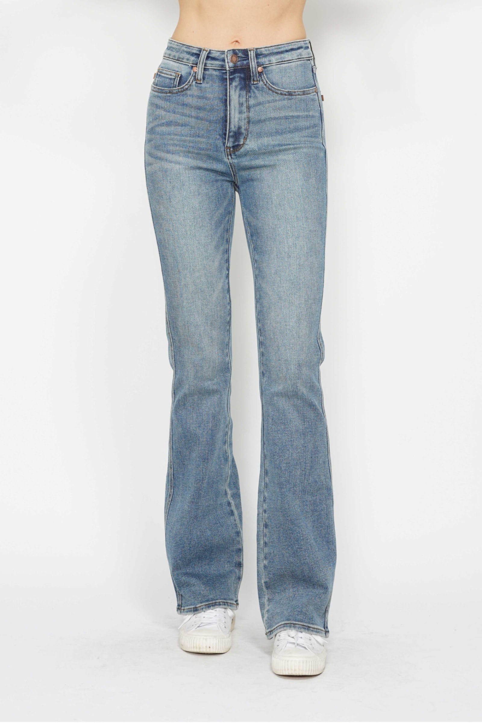 Judy Blue Full Size Tummy Control Back Embroidered Pocketed Bootcut Jeans | Includes Plus Size