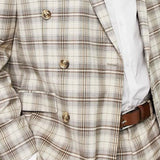 Topman Plaid Double Breasted Jacket In Tan Size 38