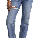 Topshop Brixton Ripped Dad Jeans, Mid Blue, Size 30x28