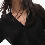 Topshop Waffle Knit Crop Cardigan In Black Size X-Small