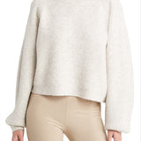 Topshop Mixed Stitch Balloon Sleeve Crop Sweater In Grey