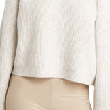 Topshop Mixed Stitch Balloon Sleeve Crop Sweater In Grey