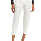 Reiss Lilly Linen Blend Pleated Crop Trousers in White , Size 6 Us