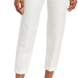 Reiss Lilly Linen Blend Pleated Crop Trousers in White , Size 6 Us