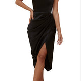 House of CB 'Reva' Black Satin Gathered Corset Dress, Size XS