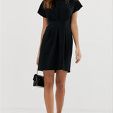 ASOS Design Black T-Shirt Minidress, Cinched Waist, Size 8 US