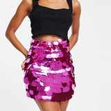 ASOS DESIGN Sequin Disc Miniskirt in Bright Pink Size 4